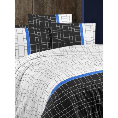 Parure de lit - 1 housse de couette 220 x 240 cm + 2 taies d'oreiller 60 x 60 cm - 65% coton, 35% polyester - Blanc