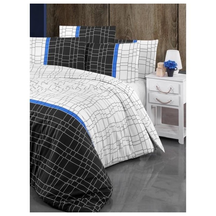 Parure de lit - 1 housse de couette 220 x 240 cm + 2 taies d'oreiller 60 x 60 cm - 65% coton, 35% polyester - Blanc Parure de lit - 1 housse de couette 220 x 240 cm + 2 taies d'oreiller 60 x 60 cm - 65% coton, 35% polyester - Blanc
