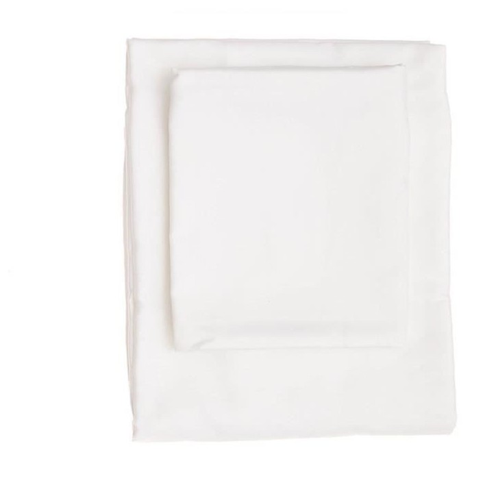 Parure de lit - 1 housse de couette 220 x 240 cm + 2 taies d'oreiller 60 x 60 cm - Satiné 100% coton - Blanc Parure de lit - 1 housse de couette 220 x 240 cm + 2 taies d'oreiller 60 x 60 cm - Satiné 100% coton - Blanc