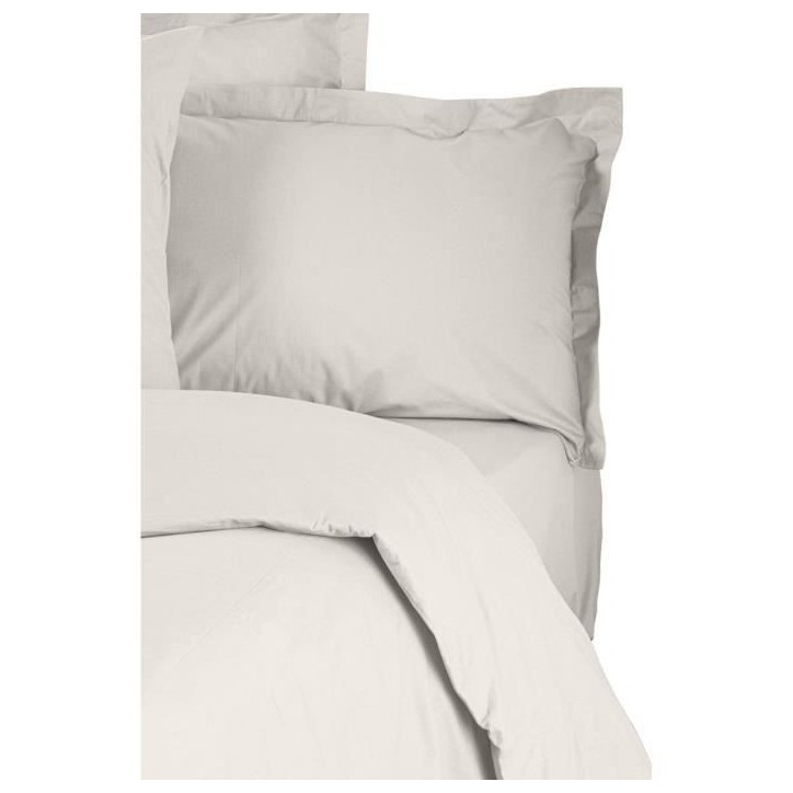 Parure de lit - 1 housse de couette 220 x 240 cm + 2 taies d'oreiller 60 x 60 cm - 100% coton renforcé - Blanc