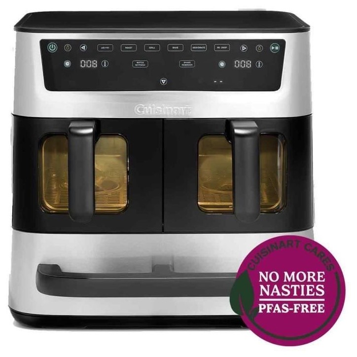 Friteuse sans huile CUISINART - Airfryer AFT13XSSE - Capacité 13,6L - Double cuves + 1 tiroir - Noir / Inox - 2400W