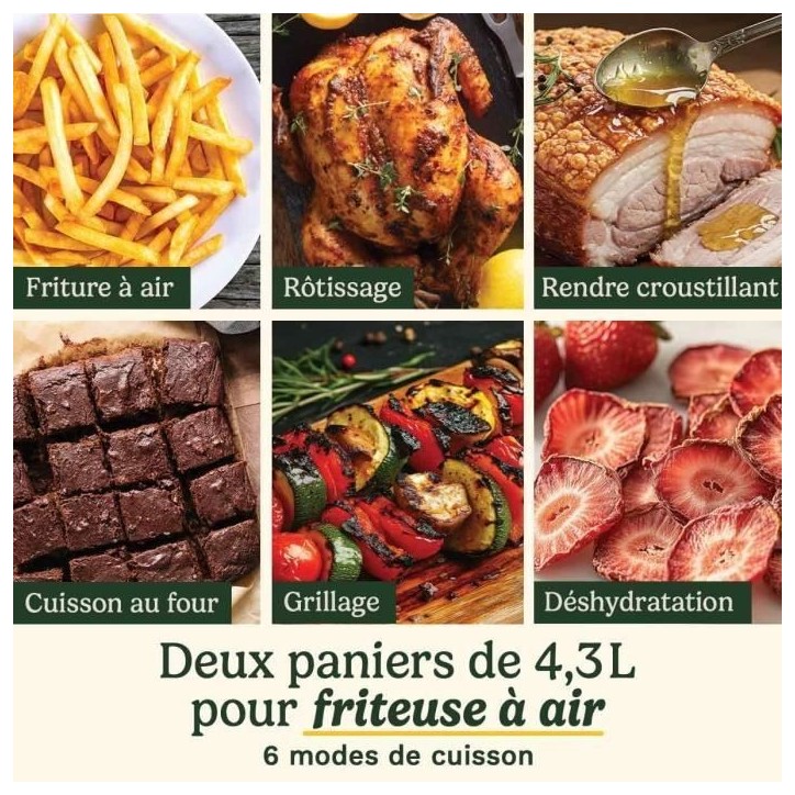 Friteuse sans huile CUISINART - Airfryer AFT13XSSE - Capacité 13,6L - Double cuves + 1 tiroir - Noir / Inox - 2400W