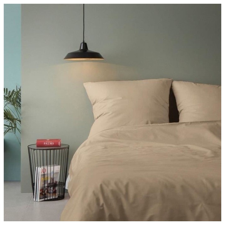 Parure de lit - 1 housse de couette 220 x 240 cm + 2 taies d'oreiller 60 x 60 cm - 100% coton renforcé - Beige