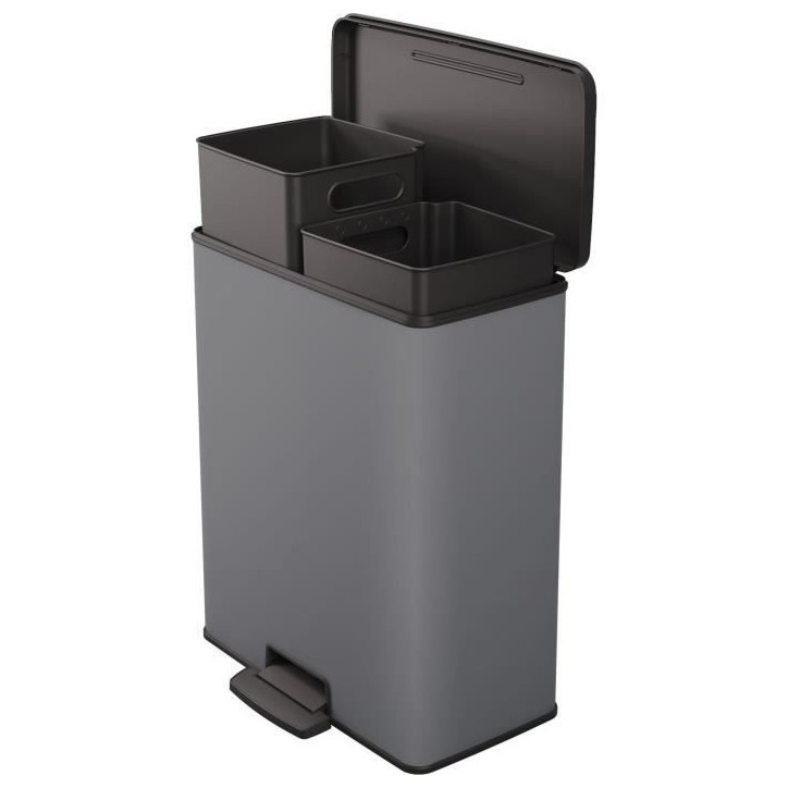 Poubelle Duo Rectangle - DECO BIN - CURVER - 52L (26+26L) - 49 x 32 x 61 cm - Anthracite Poubelle Duo Rectangle - DECO BIN - CURVER - 52L (26+26L) - 49 x 32 x 61 cm - Anthracite