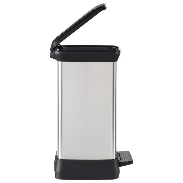 Poubelle Rectangle - DECO BIN - CURVER - 50L - Design élégant - 39 x 29 x 51 cm - Gris métallisé Poubelle Rectangle - DECO BIN - CURVER - 50L - Design élégant - 39 x 29 x 51 cm - Gris métallisé
