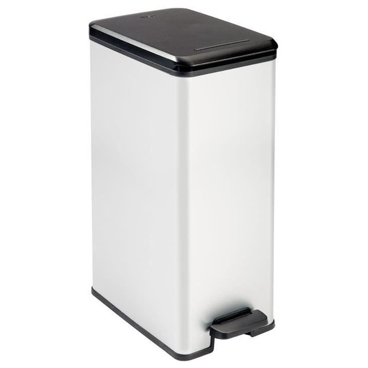 Poubelle Slim - SLIM BIN - CURVER - 40L - Gain de place - 40 x 25 x 61 cm - Gris métallisé