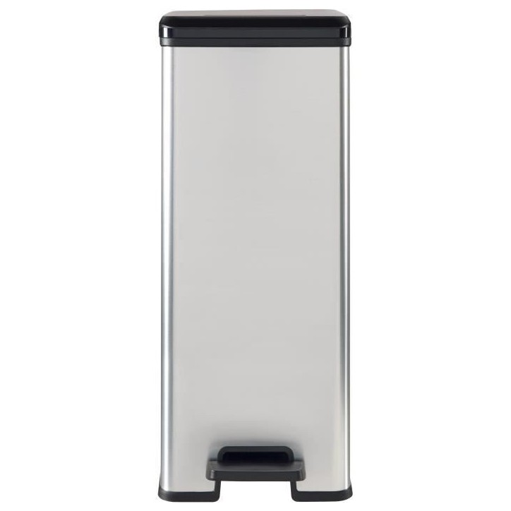 Poubelle Slim - SLIM BIN - CURVER - 40L - Gain de place - 40 x 25 x 61 cm - Gris métallisé