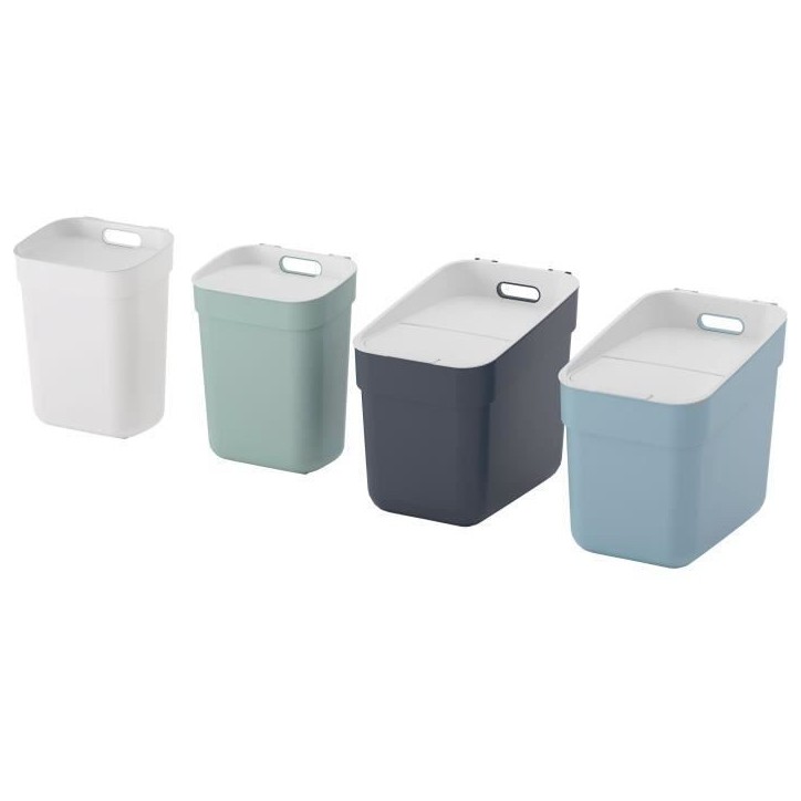 Lot de 4 Poubelles - READY TO COLLECT - CURVER - 2 x 10 L + 2 x 20 L - Blanc/Vert/Bleu/Gris Lot de 4 Poubelles - READY TO COLLECT - CURVER - 2 x 10 L + 2 x 20 L - Blanc/Vert/Bleu/Gris