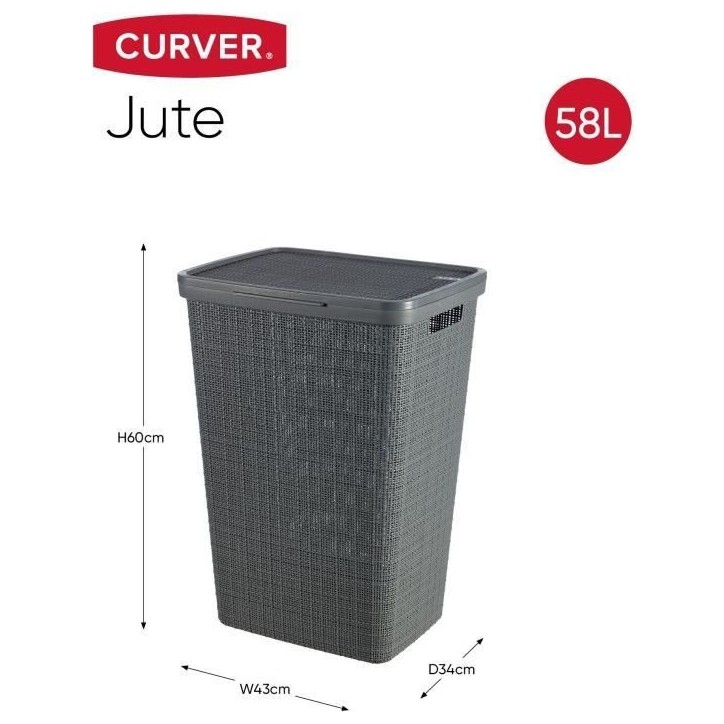 Coffre a Linge - CURVER - Jute 58L - 70% Plastique Recyclé - 34x43x60 cm - Contemporain Coffre a Linge - CURVER - Jute 58L - 70% Plastique Recyclé - 34x43x60 cm - Contemporain