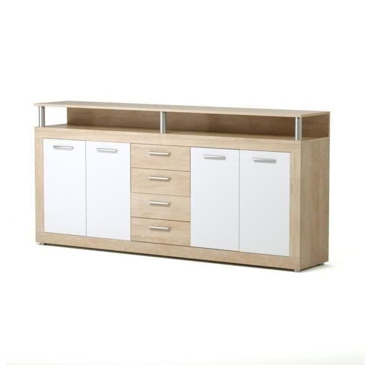CAVA Buffet bas contemporain décor chene et blanc - L 197 cm CAVA Buffet bas contemporain décor chene et blanc - L 197 cm