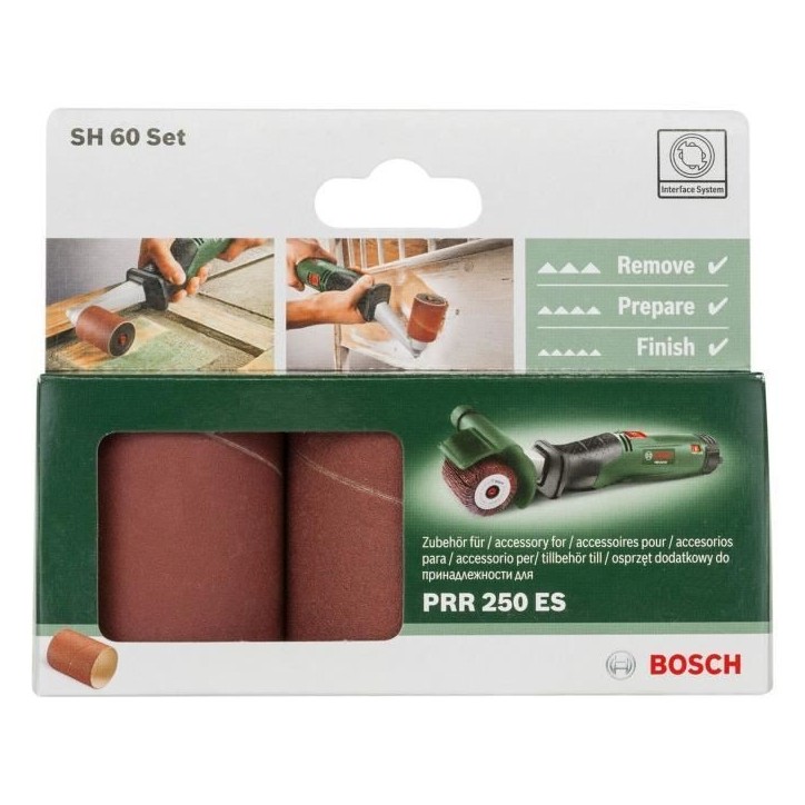 Set de manchons abrasifs Bosch - PRR / TEXORO - 60mm - G80/120/240 Set de manchons abrasifs Bosch - PRR / TEXORO - 60mm - G80/120/240
