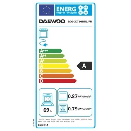 Four encastrable - Catalyse - Chaleur tournante - DAEWOO - BO6CD72GBNL - Noir - 59,5 x 57,5 x 59,5 cm