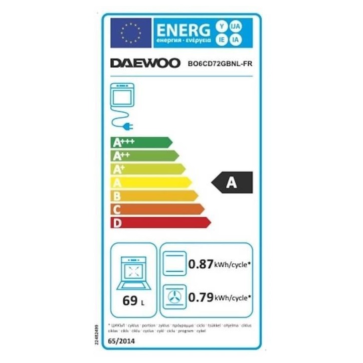 Four encastrable - Catalyse - Chaleur tournante - DAEWOO - BO6CD72GBNL - Noir - 59,5 x 57,5 x 59,5 cm Four encastrable - Catalyse - Chaleur tournante - DAEWOO - BO6CD72GBNL - Noir - 59,5 x 57,5 x 59,5 cm