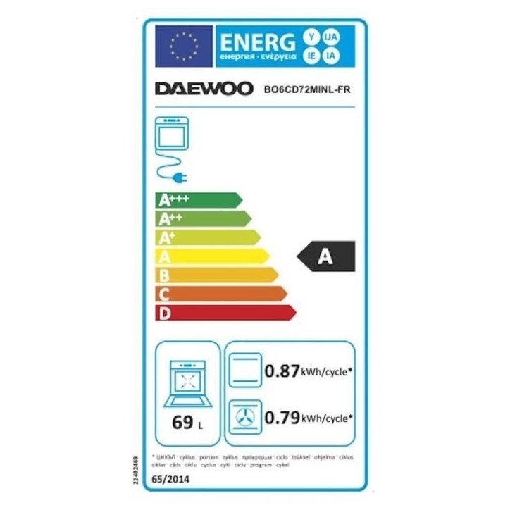 Four encastrable - Catalyse - Chaleur tournante - DAEWOO - BO6CD72MINL - Inox / Noir - 59,5 x 57,5 x 59,5 cm