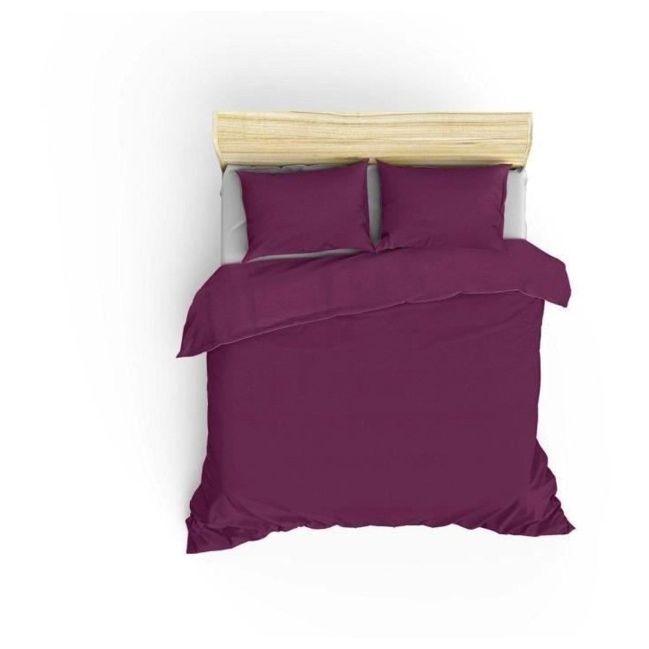 Parure de lit - 1 housse de couette 220 x 240 cm + 2 taies d'oreiller 60 x 60 cm - 100% coton renforcé - Violet Parure de lit - 1 housse de couette 220 x 240 cm + 2 taies d'oreiller 60 x 60 cm - 100% coton renforcé - Violet