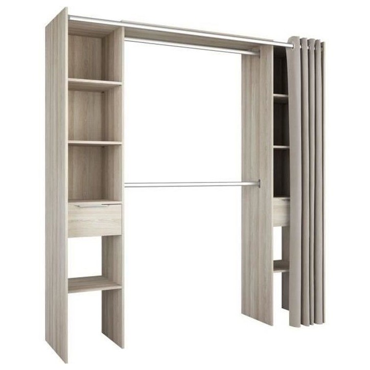 DEMEYERE Kit dressing 2 colonnes + 2 penderies + 2 tiroirs - Décor Chene Shannon - L 115 x P 50 x H 203 cm - DANA
