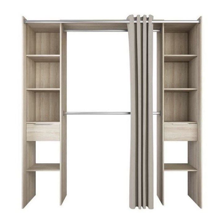 DEMEYERE Kit dressing 2 colonnes + 2 penderies + 2 tiroirs - Décor Chene Shannon - L 115 x P 50 x H 203 cm - DANA