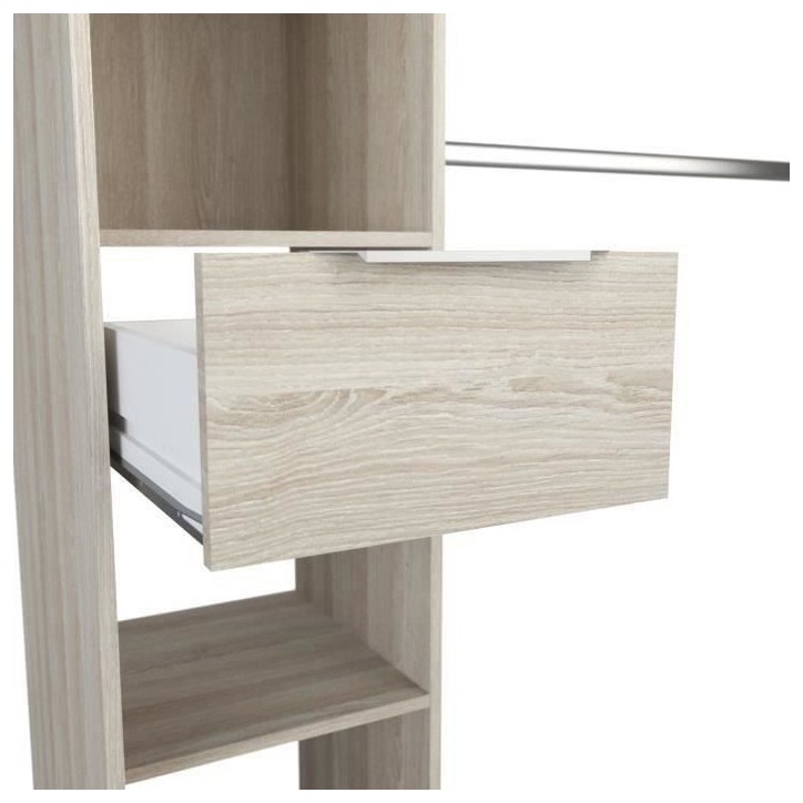 DEMEYERE Kit dressing 2 colonnes + 2 penderies + 2 tiroirs - Décor Chene Shannon - L 115 x P 50 x H 203 cm - DANA
