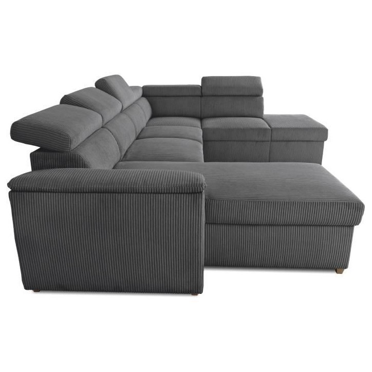 Canapé d'angle convertible panoramique 5 a 6 places DAYTONA - Tissu Lincoln anthracite - Avec coffre - L 326 x H 94 x P 216 cm Canapé d'angle convertible panoramique 5 a 6 places DAYTONA - Tissu Lincoln anthracite - Avec coffre - L 326 x H 94 x P 216 cm