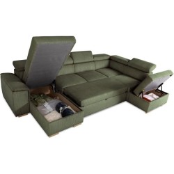 Canapé d'angle convertible panoramique 5 a 6 places DAYTONA - Tissu L