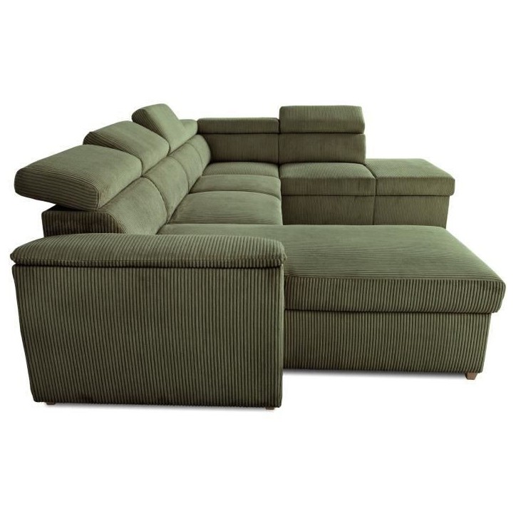 Canapé d'angle convertible panoramique 5 a 6 places DAYTONA - Tissu Lincoln kaki - Avec coffre - L 326 x H 94 x P 216 cm Canapé d'angle convertible panoramique 5 a 6 places DAYTONA - Tissu Lincoln kaki - Avec coffre - L 326 x H 94 x P 216 cm
