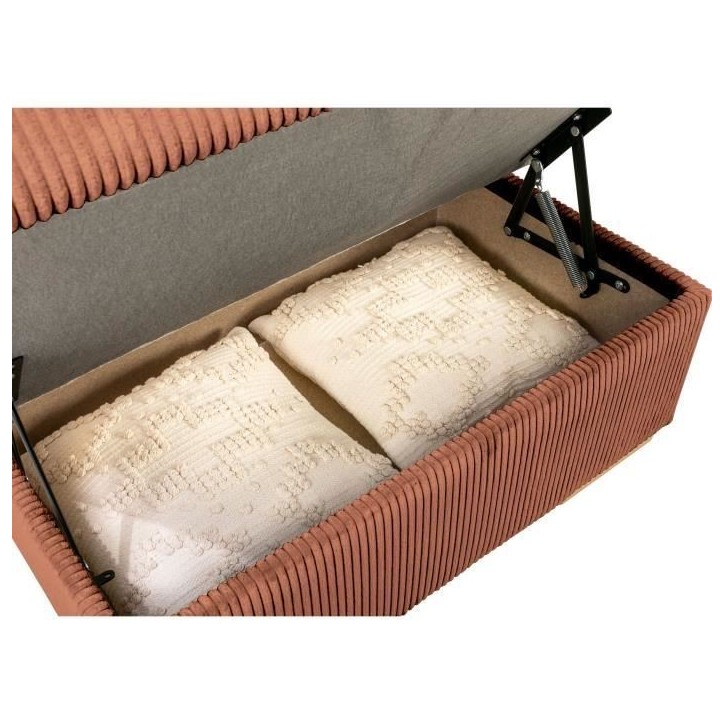 Canapé d'angle convertible réversible - 5 places - DAYTONA - Tissu Velours Terracotta - Coffre de rangement - L260 x H94 x P21 Canapé d'angle convertible réversible - 5 places - DAYTONA - Tissu Velours Terracotta - Coffre de rangement - L260 x H94 x P21
