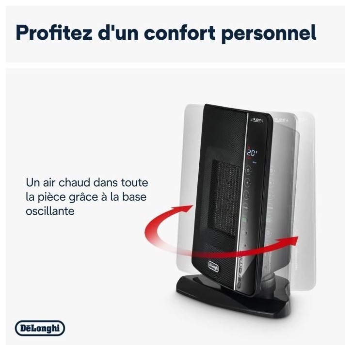 DELONGHI Soufflant céramique - DCH7993ER.BC -2400W - Noir et chrome DELONGHI Soufflant céramique - DCH7993ER.BC -2400W - Noir et chrome