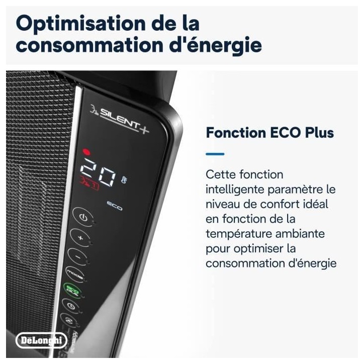 DELONGHI Soufflant céramique - DCH7993ER.BC -2400W - Noir et chrome DELONGHI Soufflant céramique - DCH7993ER.BC -2400W - Noir et chrome