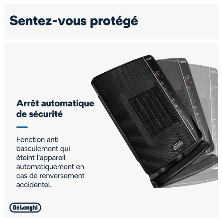 DELONGHI Soufflant céramique - DCH7993ER.BC -2400W - Noir et chrome DELONGHI Soufflant céramique - DCH7993ER.BC -2400W - Noir et chrome