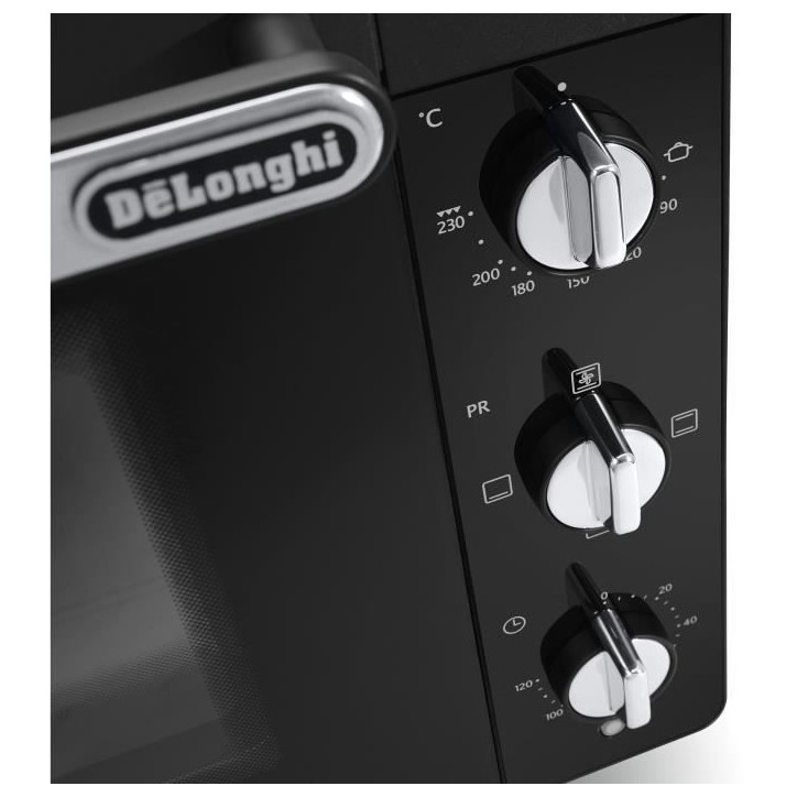 Mini-four - Chaleur tournante - DELONGHI - EO 40112.BK - Noir - Porte double vitrage - 40 L - 51,5 x 44 x 36 cm - 2000 W Mini-four - Chaleur tournante - DELONGHI - EO 40112.BK - Noir - Porte double vitrage - 40 L - 51,5 x 44 x 36 cm - 2000 W