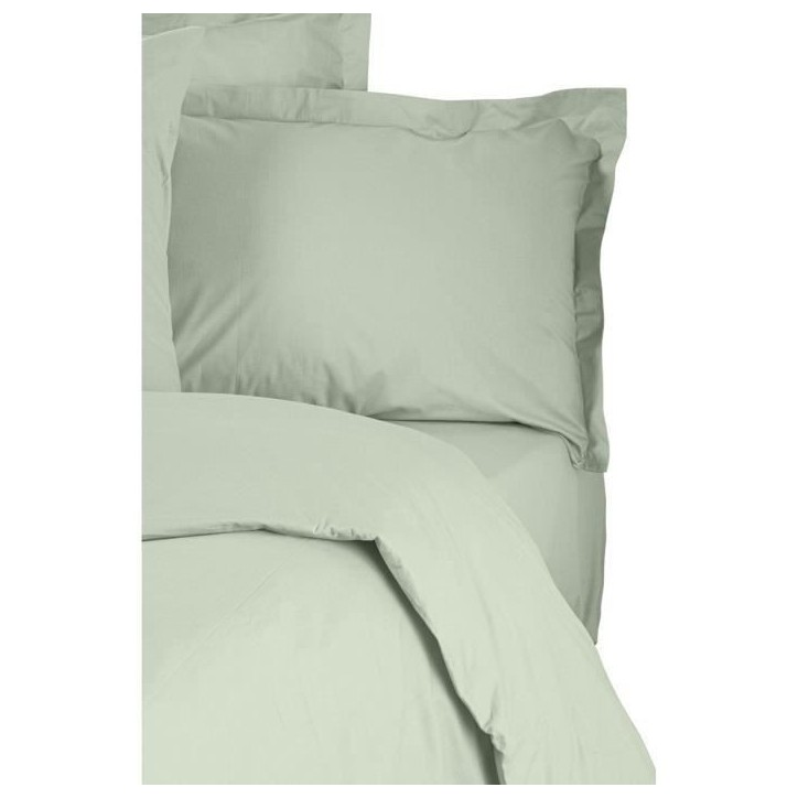 Parure de lit - 1 housse de couette 220 x 240 cm + 2 taies d'oreiller 60 x 60 cm - 100% coton renforcé - Vert Parure de lit - 1 housse de couette 220 x 240 cm + 2 taies d'oreiller 60 x 60 cm - 100% coton renforcé - Vert
