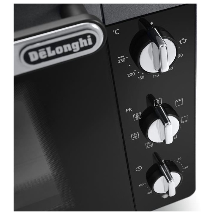 Mini-four - Chaleur tournante - Tournebroche - DELONGHI - EO40123.S - Noir - 40 L - 51,5 x 44 x 36 cm - 2000 W Mini-four - Chaleur tournante - Tournebroche - DELONGHI - EO40123.S - Noir - 40 L - 51,5 x 44 x 36 cm - 2000 W