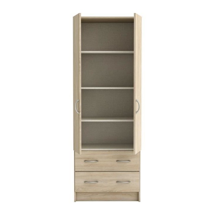 DEMEYERE Armoire - Décor chene brossé - 2 portes et 2 tiroirs - Classique - Chambre - L 61 cm - DUAL DEMEYERE Armoire - Décor chene brossé - 2 portes et 2 tiroirs - Classique - Chambre - L 61 cm - DUAL