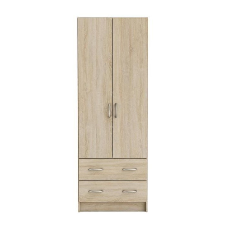 DEMEYERE Armoire - Décor chene brossé - 2 portes et 2 tiroirs - Classique - Chambre - L 61 cm - DUAL DEMEYERE Armoire - Décor chene brossé - 2 portes et 2 tiroirs - Classique - Chambre - L 61 cm - DUAL