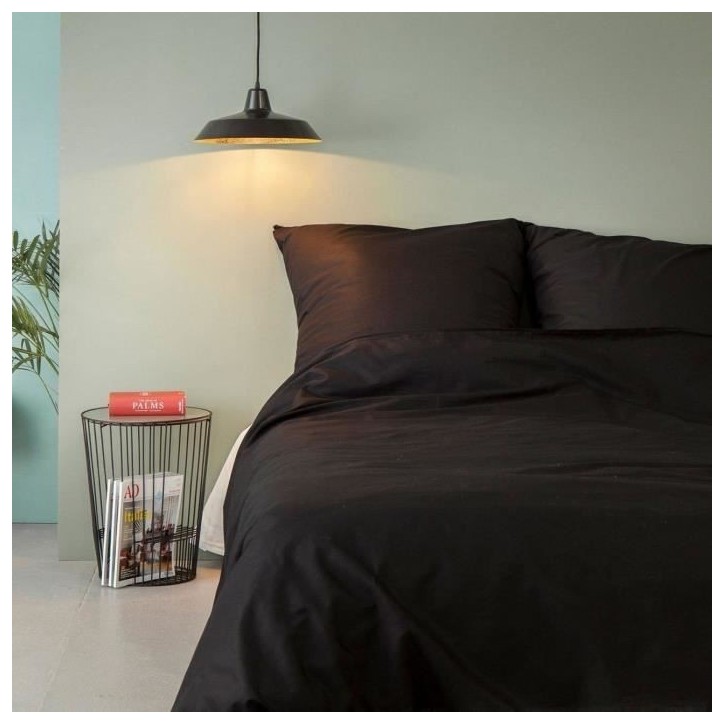 Parure de lit - 1 housse de couette 220 x 240 cm + 2 taies d'oreiller 60 x 60 cm - 100% coton renforcé - Noir