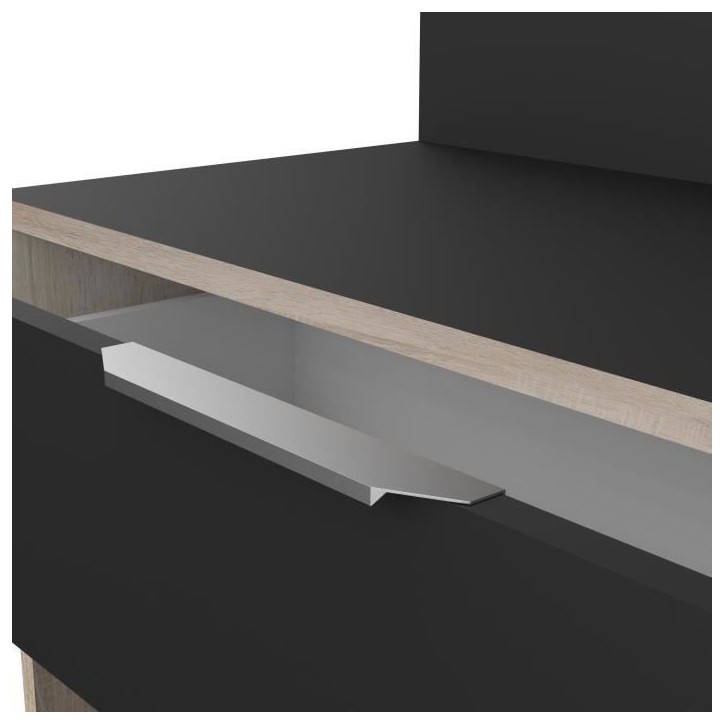 Buffet de cuisine - Décor chene brut et noir - Contemporain - 1 porte - MIKE - L 123 cm Buffet de cuisine - Décor chene brut et noir - Contemporain - 1 porte - MIKE - L 123 cm