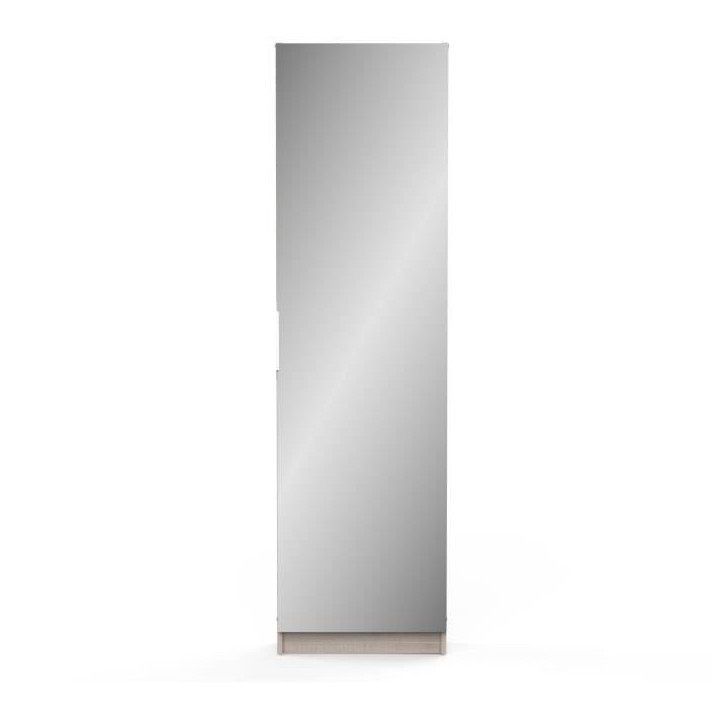 Armoire a chaussures - 12 Paires - Décor Chene - 1 porte avec miroir - L50 x P20x H180 cm - ZAPATERO Armoire a chaussures - 12 Paires - Décor Chene - 1 porte avec miroir - L50 x P20x H180 cm - ZAPATERO