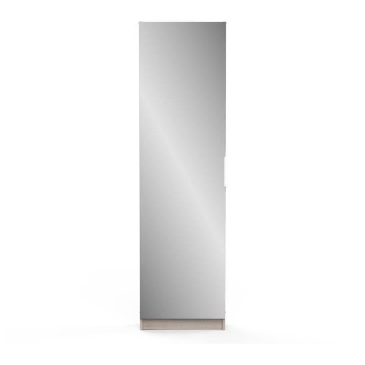Armoire a chaussures - 12 Paires - Décor Chene - 1 porte avec miroir - L50 x P20x H180 cm - ZAPATERO Armoire a chaussures - 12 Paires - Décor Chene - 1 porte avec miroir - L50 x P20x H180 cm - ZAPATERO