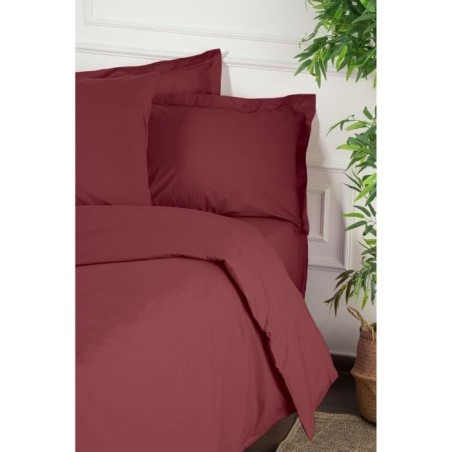 Parure de lit - 1 housse de couette 220 x 240 cm + 2 taies d'oreiller 60 x 60 cm - 100% coton renforcé - Rouge