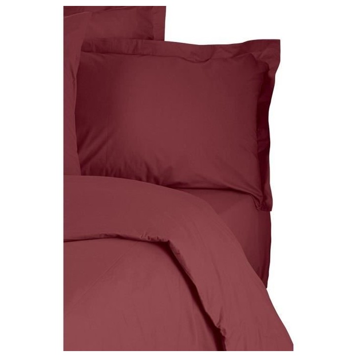 Parure de lit - 1 housse de couette 220 x 240 cm + 2 taies d'oreiller 60 x 60 cm - 100% coton renforcé - Rouge