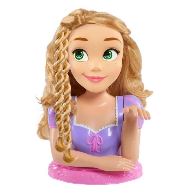 Tete a coiffer - DISNEY - Raiponce Deluxe - 12 accessoires - Faux flacon de vernis - Guide coiffure