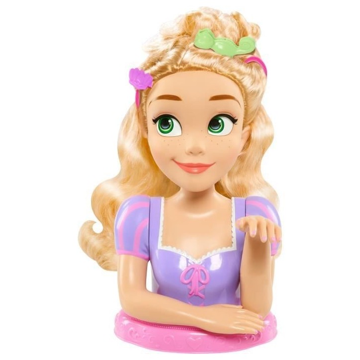 Tete a coiffer - DISNEY - Raiponce Deluxe - 12 accessoires - Faux flacon de vernis - Guide coiffure
