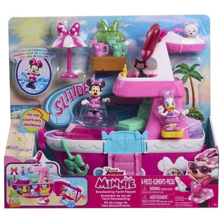 Jouet interactif - DISNEY MINNIE MOUSE - Le Yacht de Minnie - Yacht avec 14 accessoires, tenues changeantes et piscine