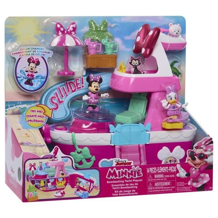 Jouet interactif - DISNEY MINNIE MOUSE - Le Yacht de Minnie - Yacht avec 14 accessoires, tenues changeantes et piscine
