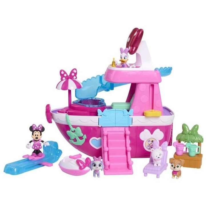Jouet interactif - DISNEY MINNIE MOUSE - Le Yacht de Minnie - Yacht avec 14 accessoires, tenues changeantes et piscine