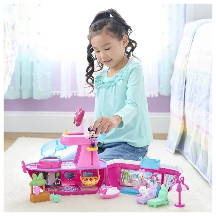 Jouet interactif - DISNEY MINNIE MOUSE - Le Yacht de Minnie - Yacht avec 14 accessoires, tenues changeantes et piscine
