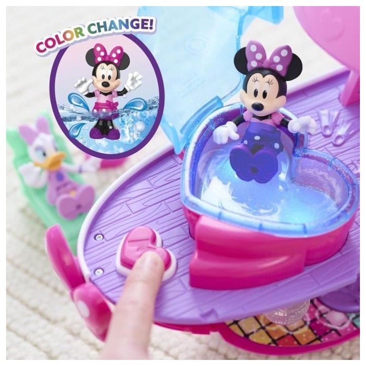 Jouet interactif - DISNEY MINNIE MOUSE - Le Yacht de Minnie - Yacht avec 14 accessoires, tenues changeantes et piscine