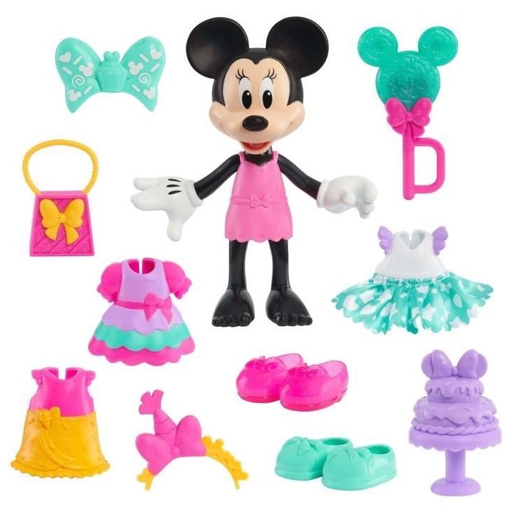 Coffret poupée - DISNEY MINNIE MOUSE - Figurine Articulée 15 cm Sweet Party - Avec vetements et accessoires