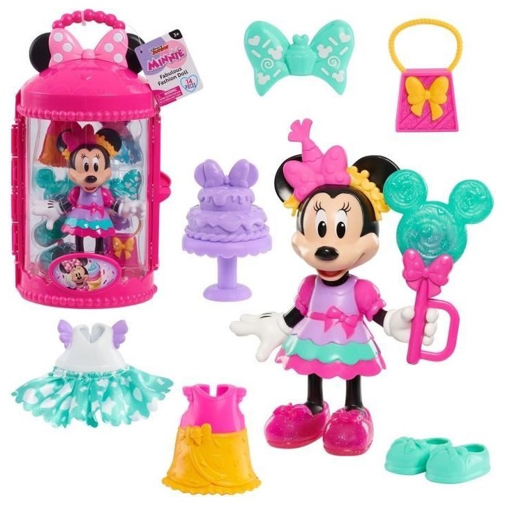 Coffret poupée - DISNEY MINNIE MOUSE - Figurine Articulée 15 cm Sweet Party - Avec vetements et accessoires
