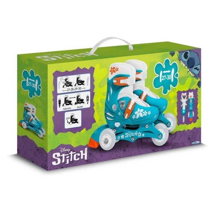 Patins en ligne 2-en-1 - DISNEY - STITCH - 3 roues - Taille 27-30